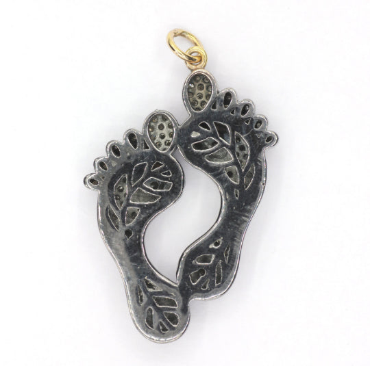 Footprint Diamond Pendants & Charms with Gold Base