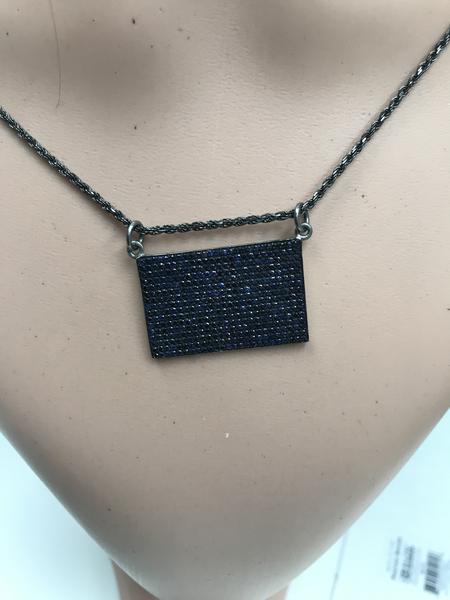 Rectangle Shape Diamond Pendant .925 Oxidized Sterling Silver Diamond Pendant, Genuine handmade pave diamond Pendant Size Approx 1.20"(20x30 MM)