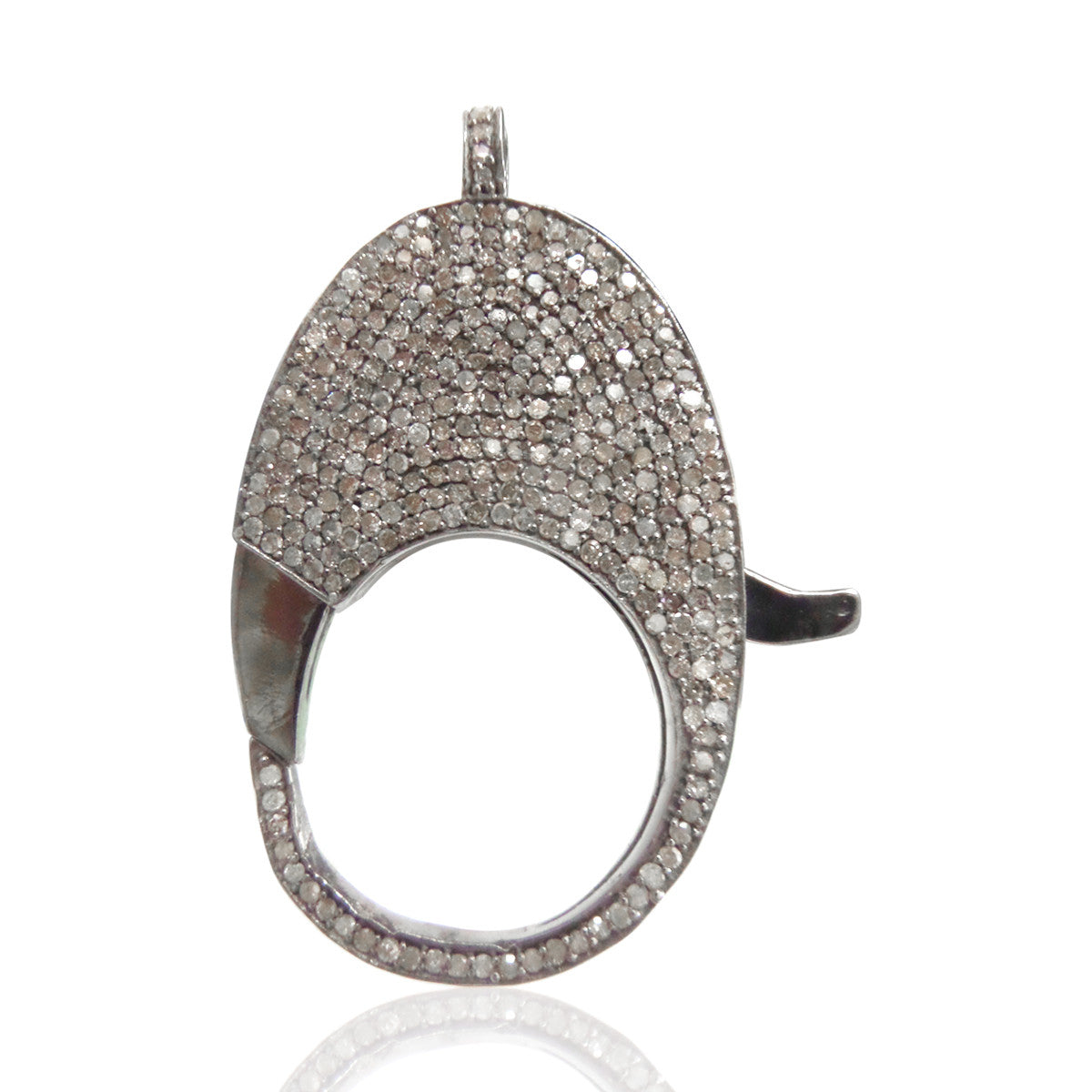 Diamond Clasps .925 Oxidized Sterling Silver Diamond Clasps, Genuine handmade pave diamond Clasps Size Approx 1.88"(47 x 25 MM)