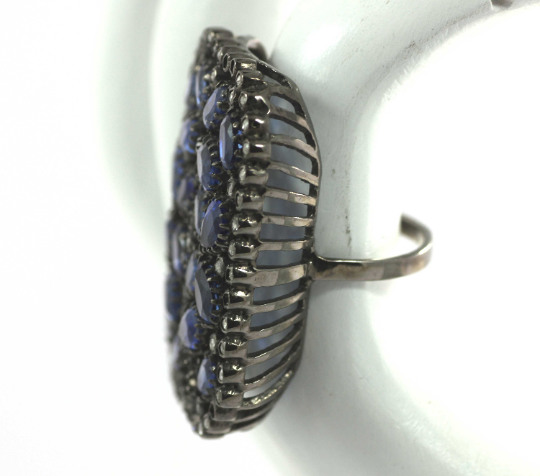 Silver Pave Diamond Ring .925 Oxidized Sterling Silver Diamond Ring, Genuine handmade pave diamond Ring.