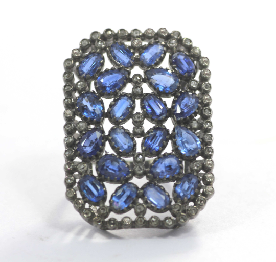Silver Pave Diamond Ring .925 Oxidized Sterling Silver Diamond Ring, Genuine handmade pave diamond Ring.