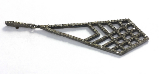 Diamond Silver Earring .925 Oxidized Sterling Silver Diamond Earring, Genuine handmade pave diamond Earring