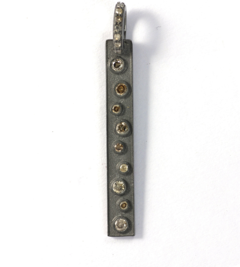 Rectangle Shape Diamond Pendant .925 Oxidized Sterling Silver Diamond Pendant, Genuine handmade pave diamond Pendant.