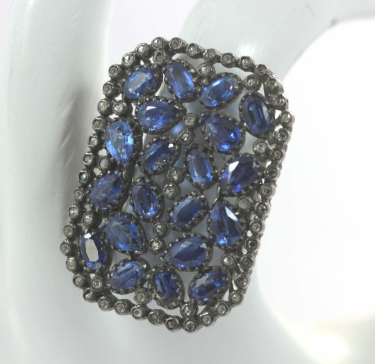 Silver Pave Diamond Ring .925 Oxidized Sterling Silver Diamond Ring, Genuine handmade pave diamond Ring.