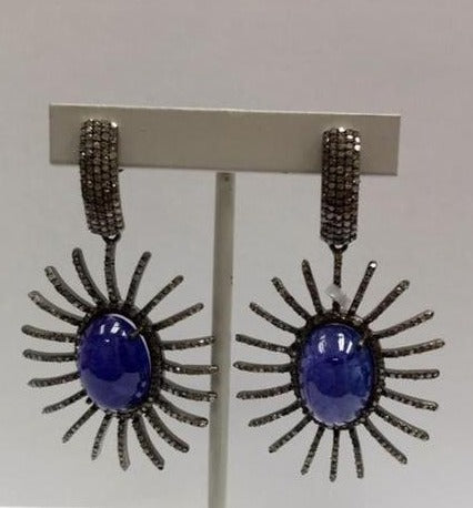 Tanzanite Oval Cabochon Diamond Earring
