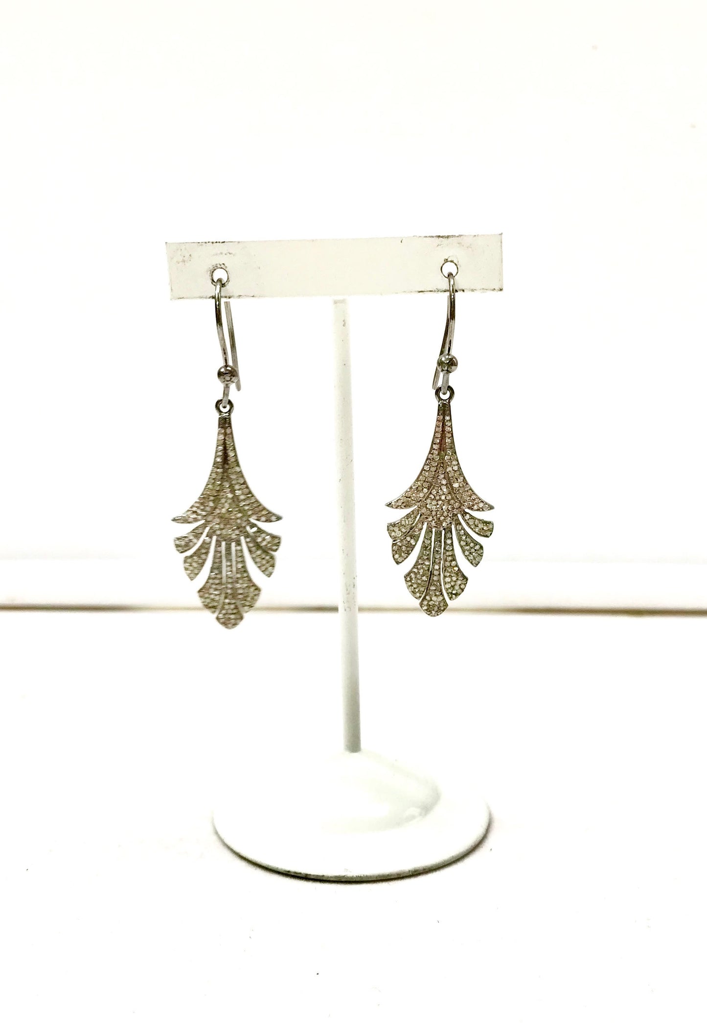 Art Deco Diamond Earring, Pave Diamond Earring,Pave Art Deco Earring, Appx 45 x 18mm