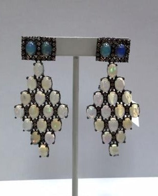 Coral and opal with Diamond earrings