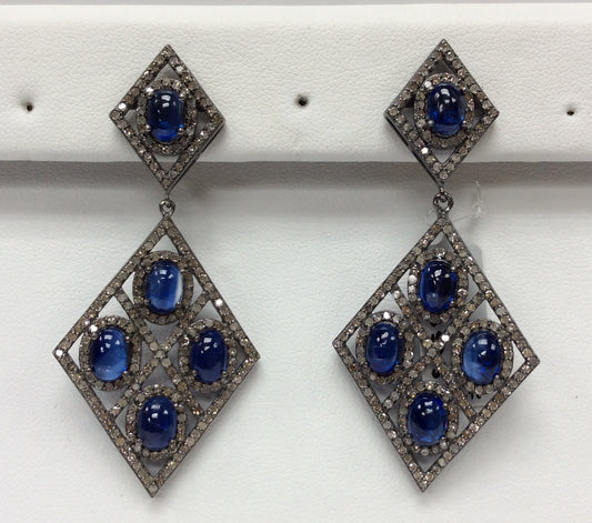Rhombus Diamond Earring with Opal