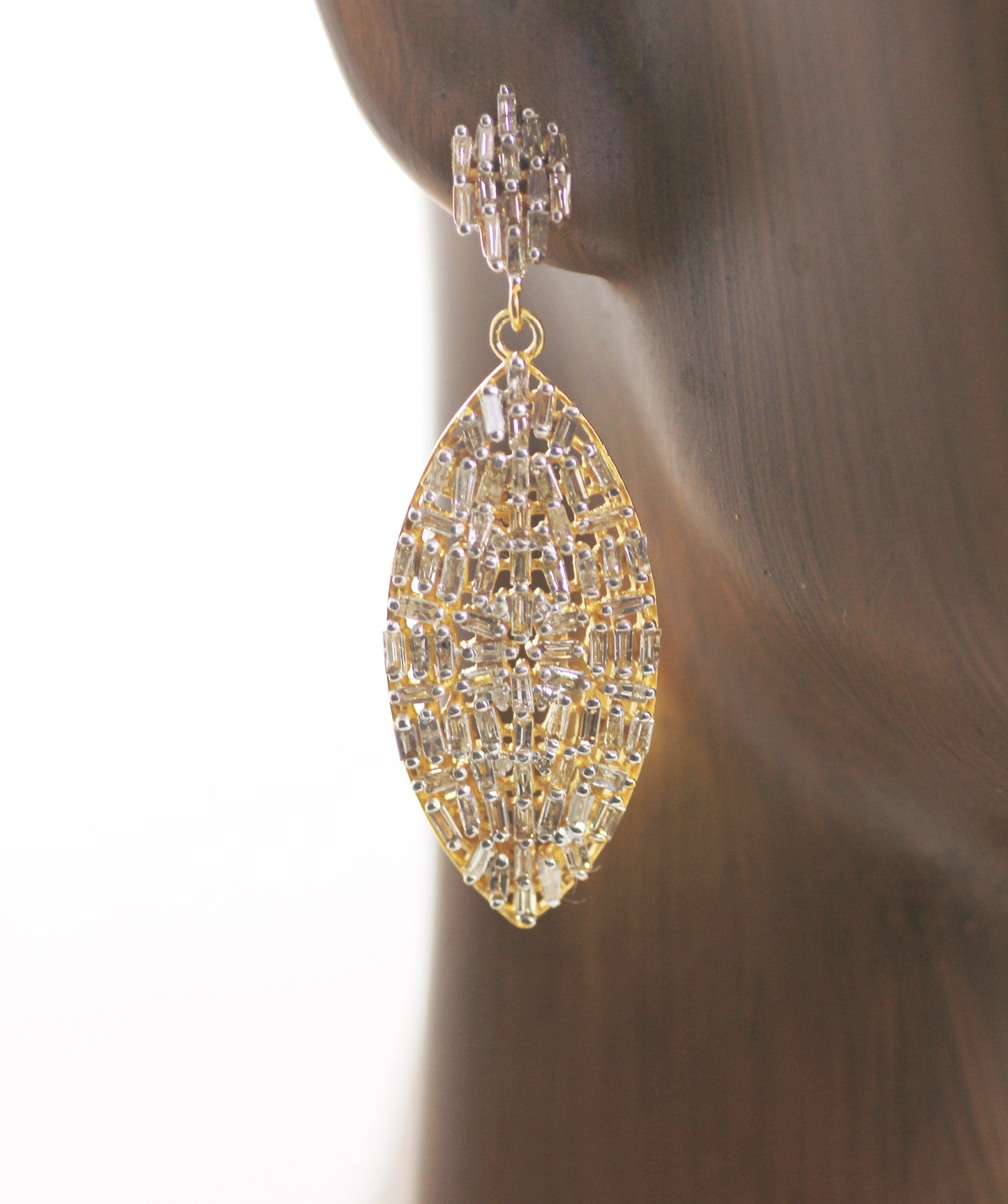 Gold Plated Diamond Silver Earring