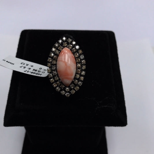 Coral Diamond Ring