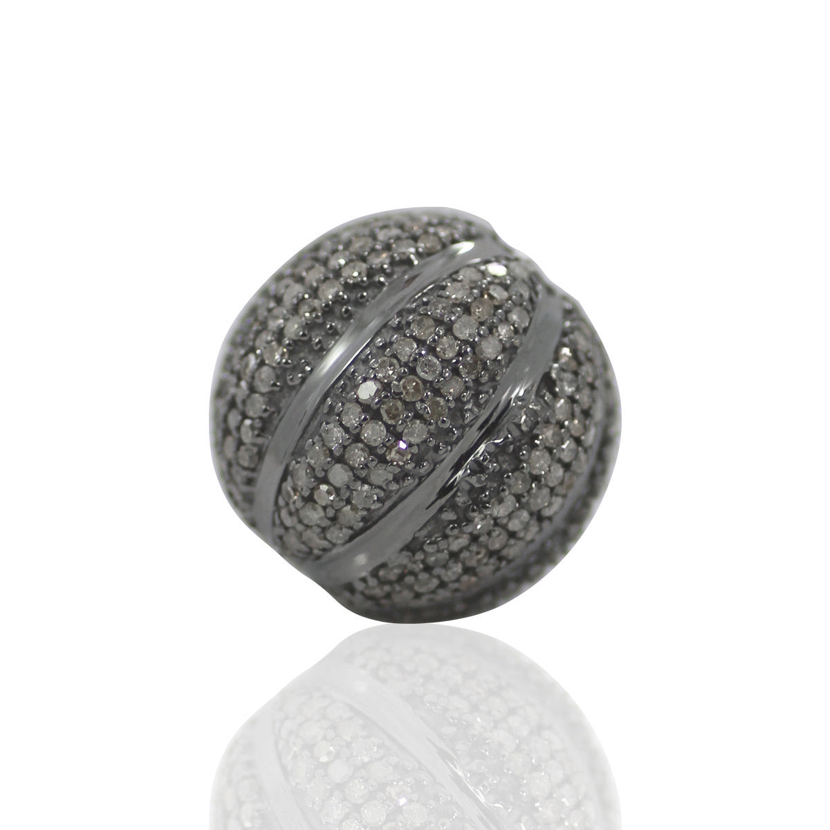 Round Diamond Bead .925 Oxidized Sterling Silver Diamond Beads, Genuin –  Precious Stones