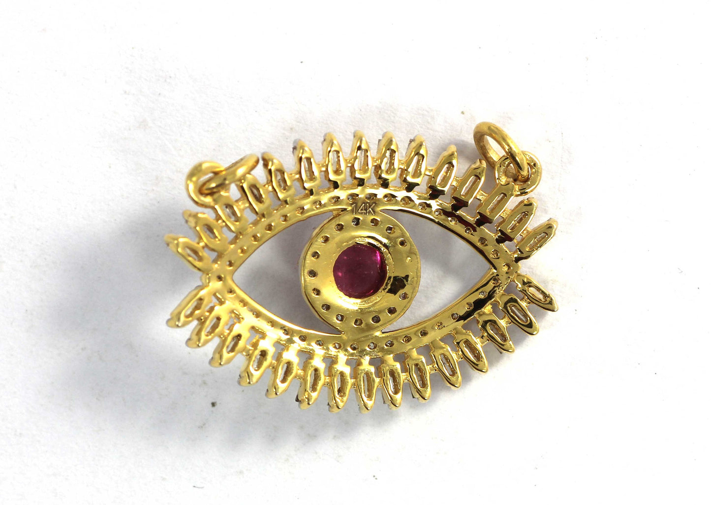 14k Solid Gold Evil Eye Shape Diamond Pendants. Genuine handmade pave diamond Pendant.