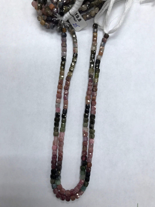Tourmaline, Multi Tourmaline square, Tourmaline Beads facetted square