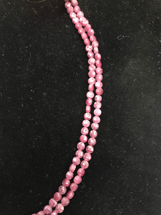 Ruby Beads faceted coin,beads, coin