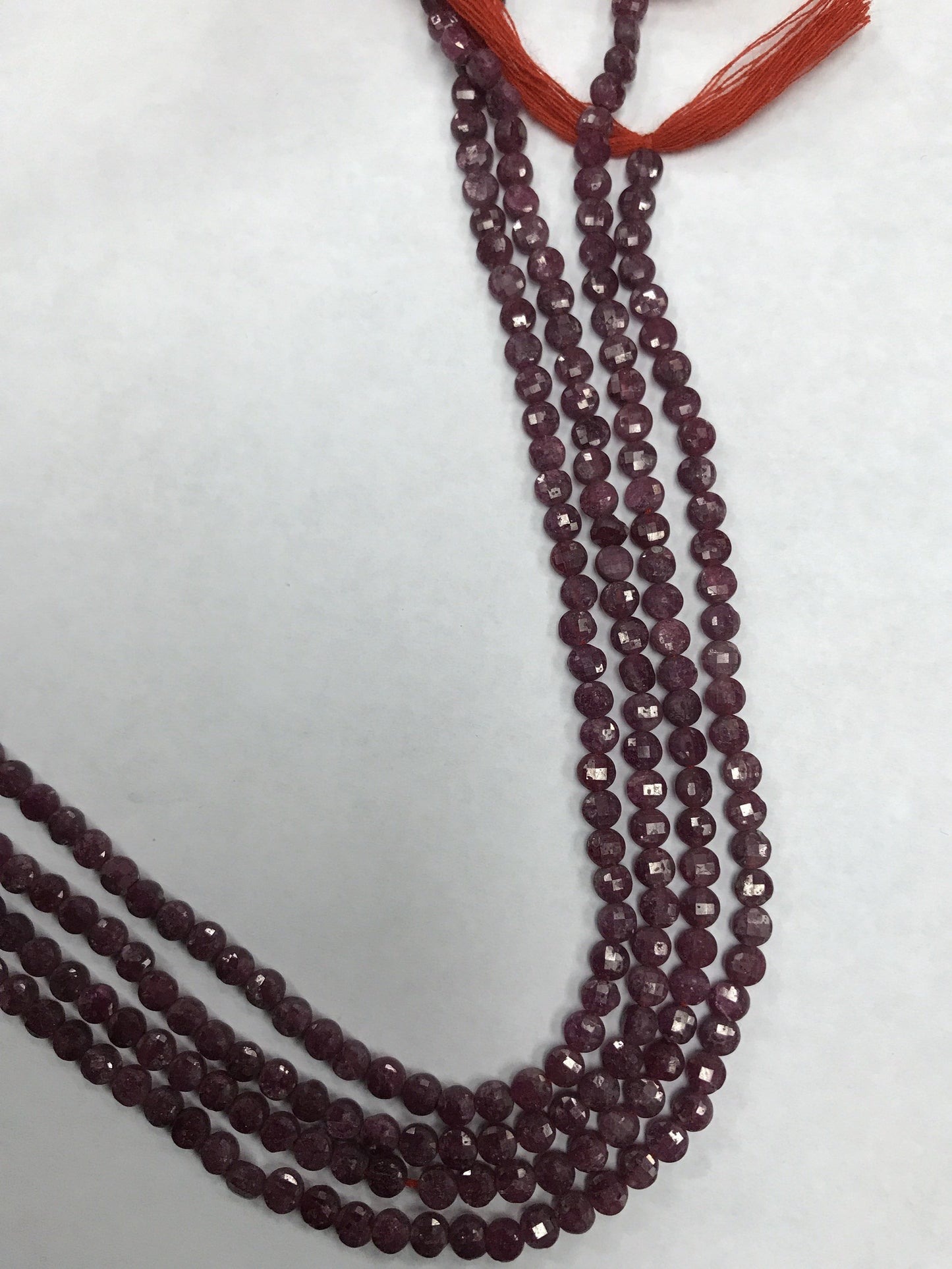 Ruby Beads faceted coin,beads, coin