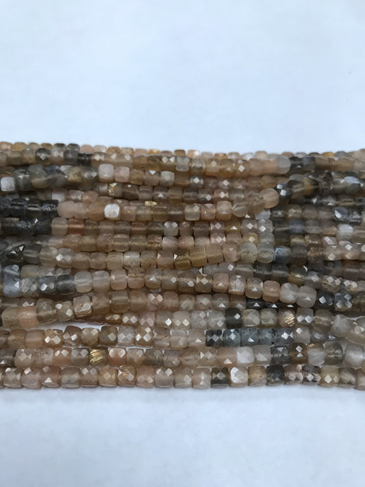 Moonstone beads faceted square, moonstone beads, faceted box