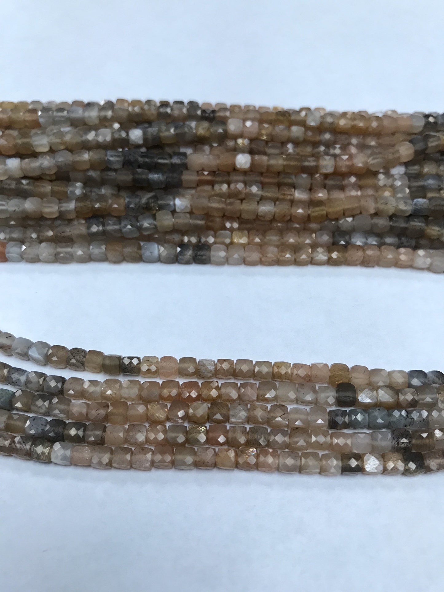 Moonstone beads faceted square, moonstone beads, faceted box