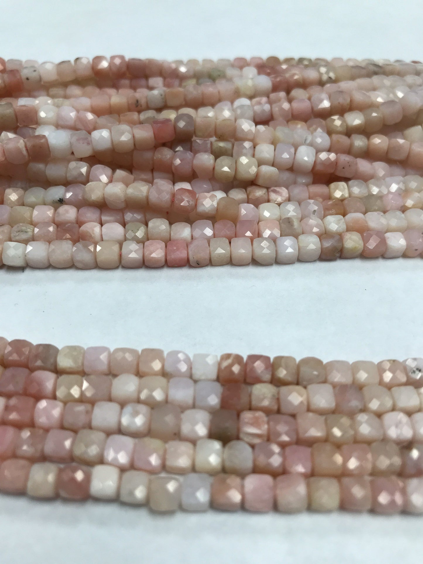 Pink Opal facetted square, opal beads, facetted box,
