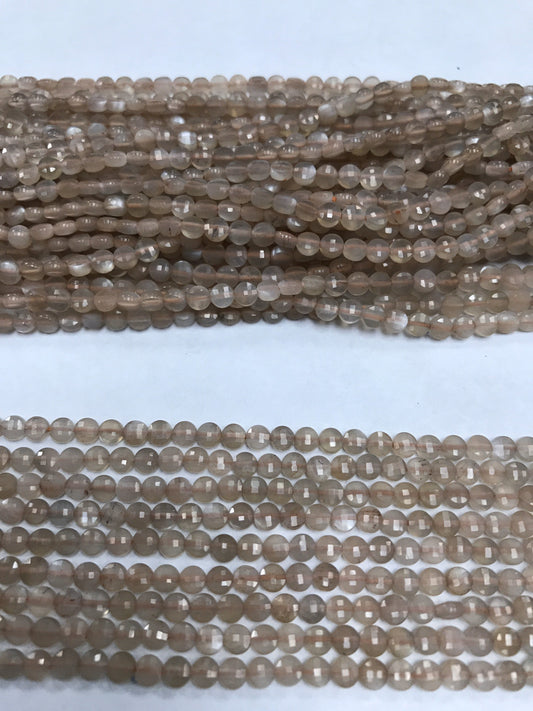 Moonstone Beads Coin Facetted, Coin Facetted, Beads