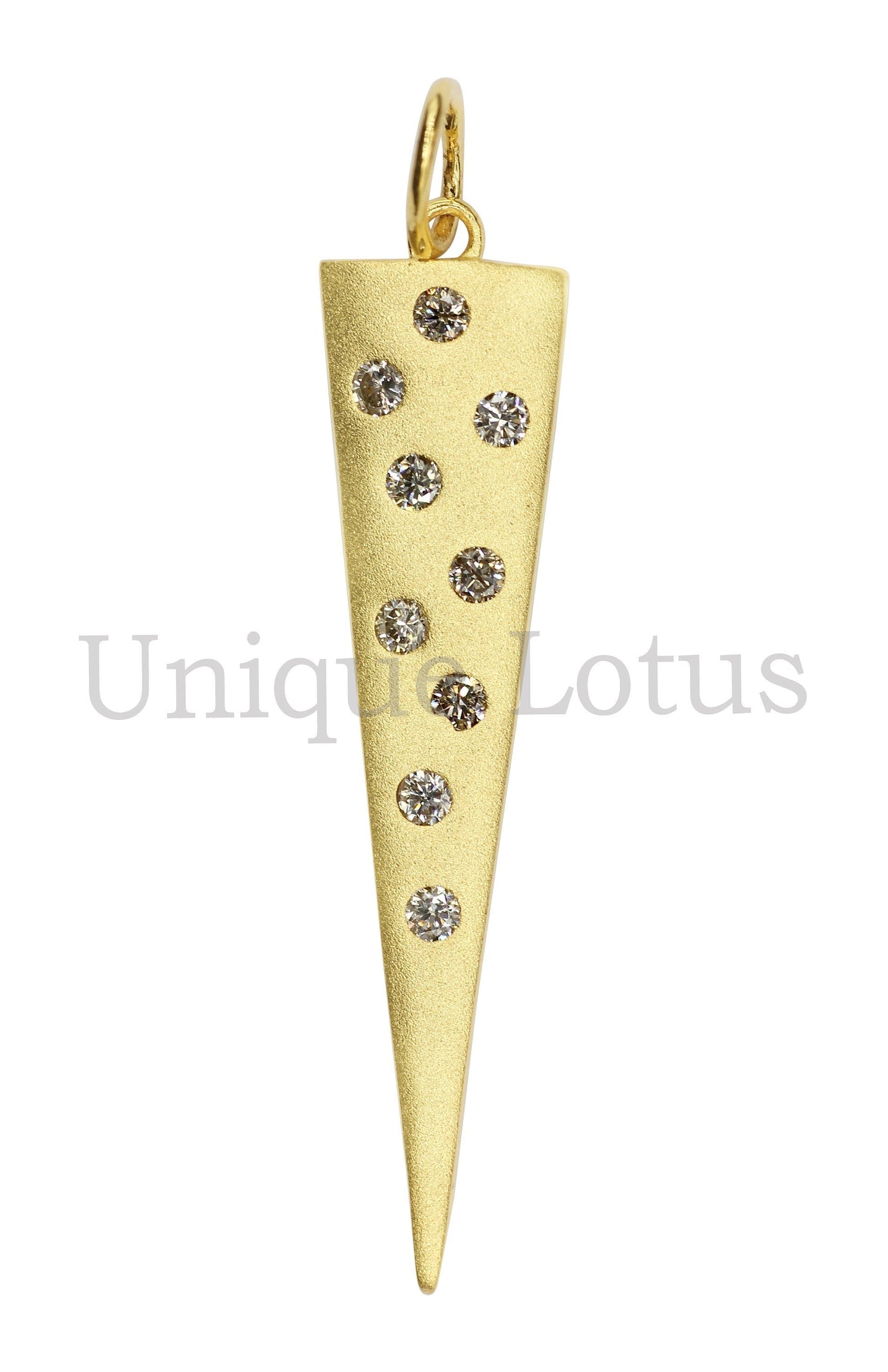 Triangle Shape 14k Solid Gold Diamond Pendants. Genuine handmade pave diamond Pendant.1 4k Solid Gold Diamond Pendants.