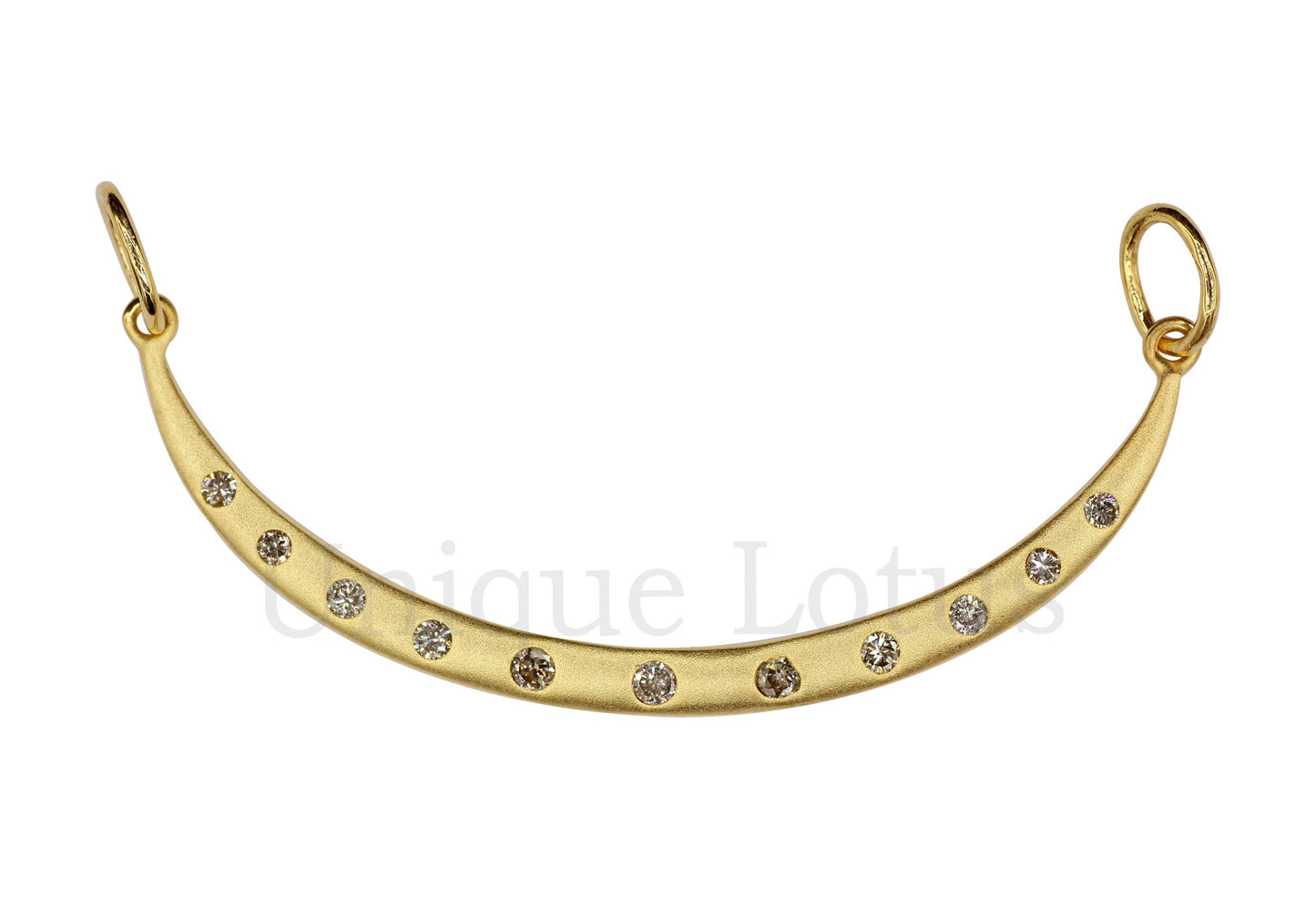 Moon Shape 14k Solid Gold Diamond Pendants. Genuine handmade pave diamond Pendant.1 4k Solid Gold Diamond Pendants.