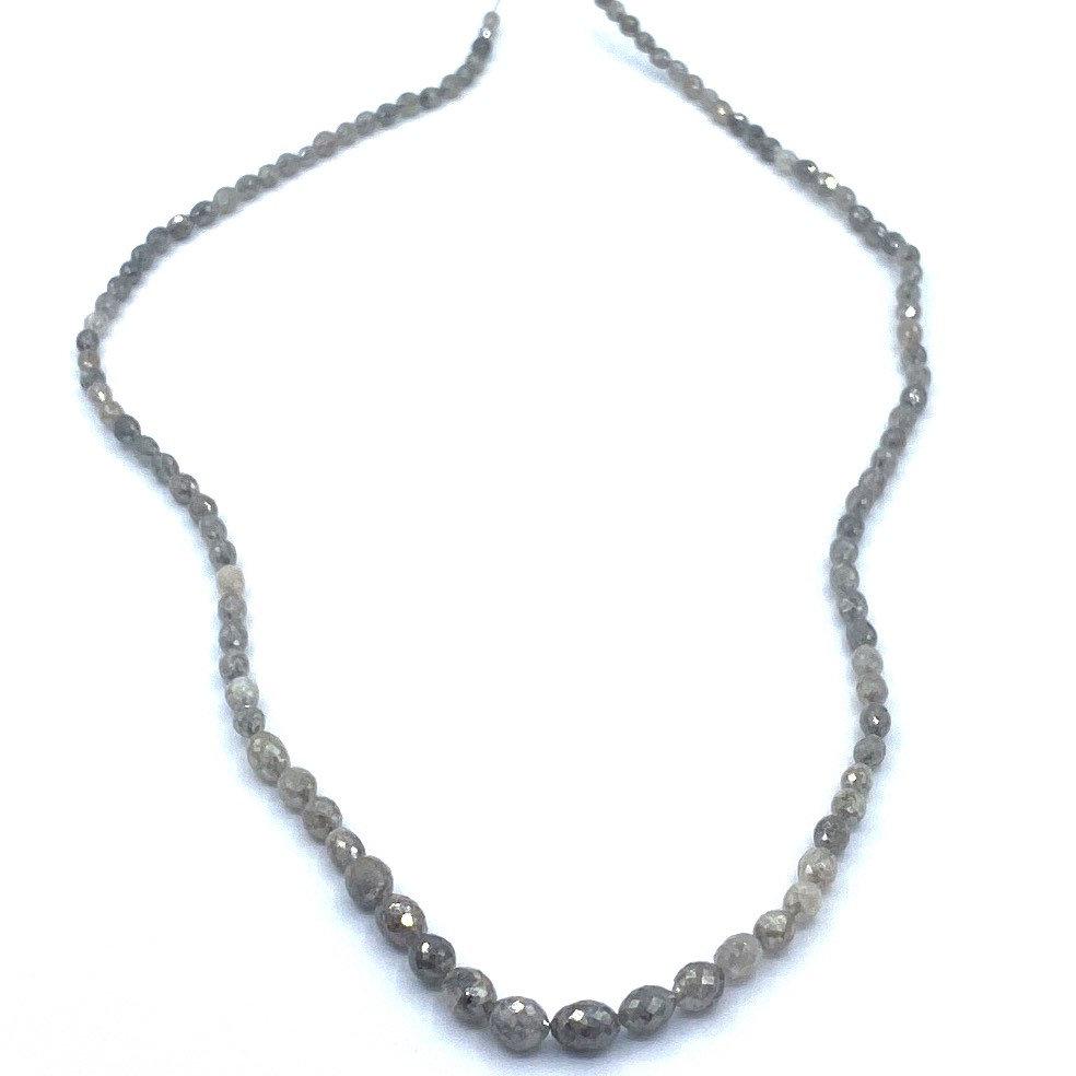 Gray Diamond Beads Faceted Oval