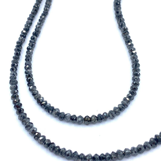Salt and Pepper Diamond Beads Faceted Rondelle 15” strand