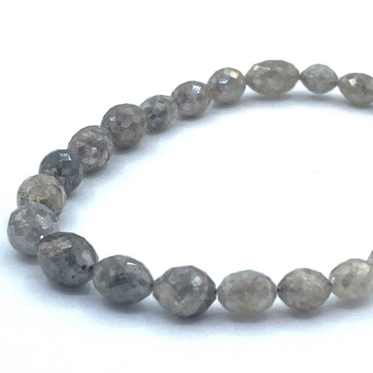 Gray Diamond Beads Faceted Oval