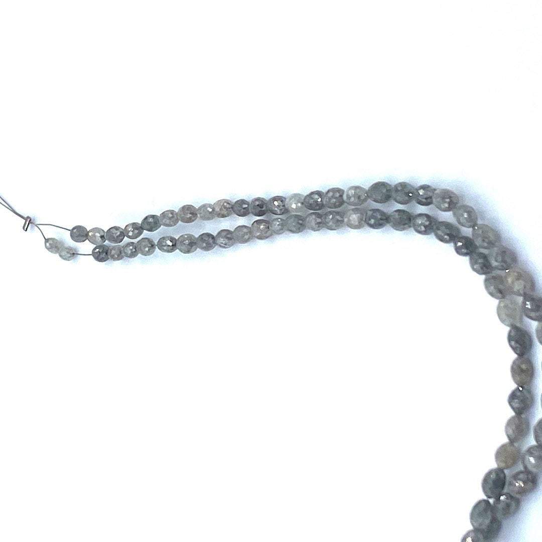 Gray Diamond Beads Faceted Oval