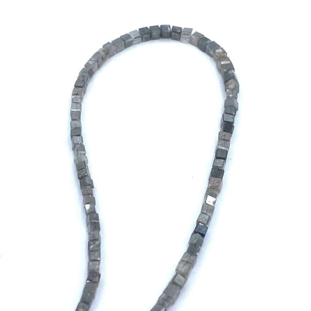 Gray Diamond Beads Square, 15 inch strand,Natural Gray Diamond Cubes,
