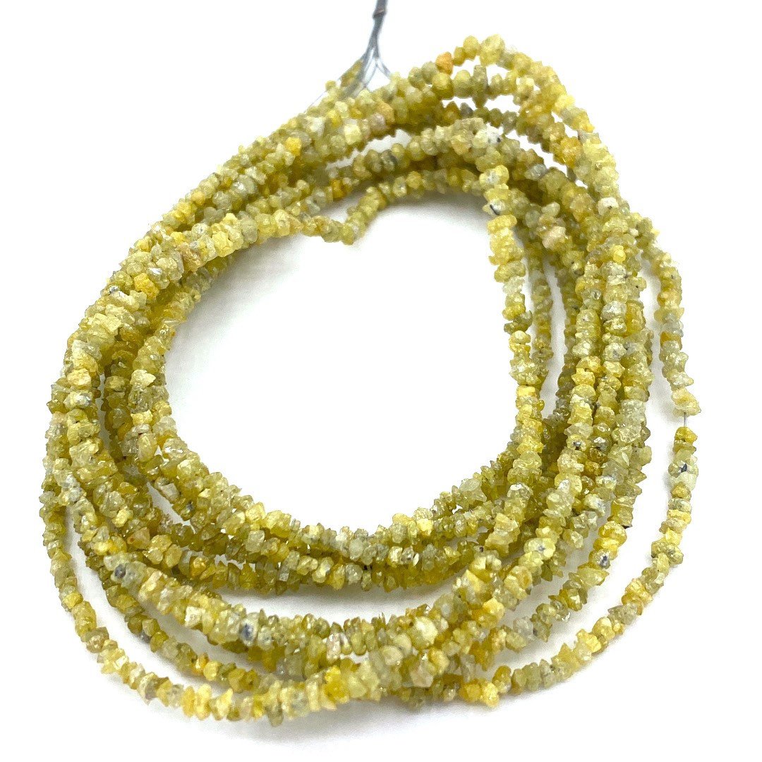 Yellow Diamond Beads Chips Nuggets 15” strand, Natural Yellow Diamonds, Yellow Color Diamond Beads Nuggets