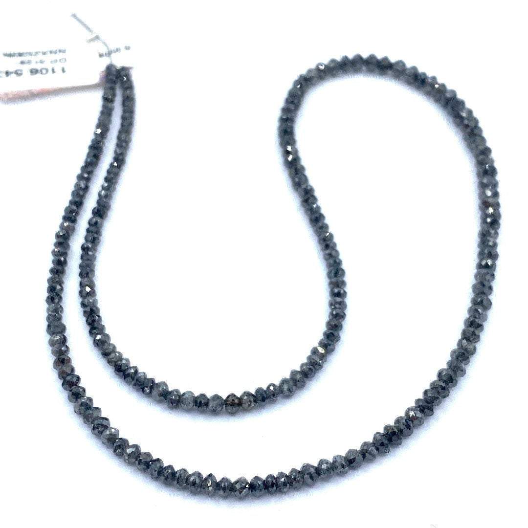 Salt and Pepper Diamond Beads Faceted Rondelle 15” strand