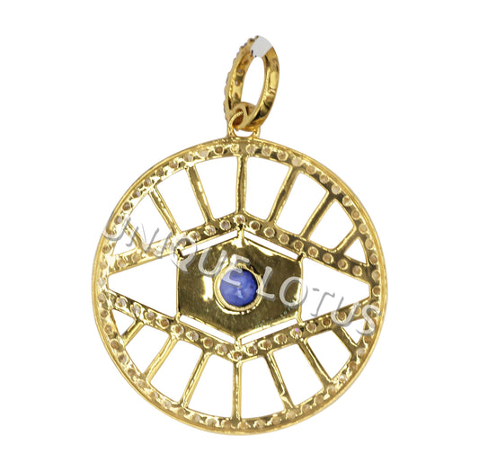 EVIL EYE Shape 14k Solid Gold Diamond Pendants. Genuine handmade pave diamond Pendant.14k Solid Gold Diamond Pendants.