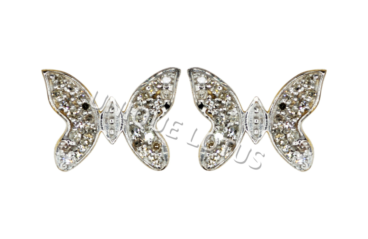 Butterfly 14k Solid Gold Diamond Studs Earring. Genuine handmade pave diamond Studs Earring . 14k Solid Gold Diamond Studs Earring..
