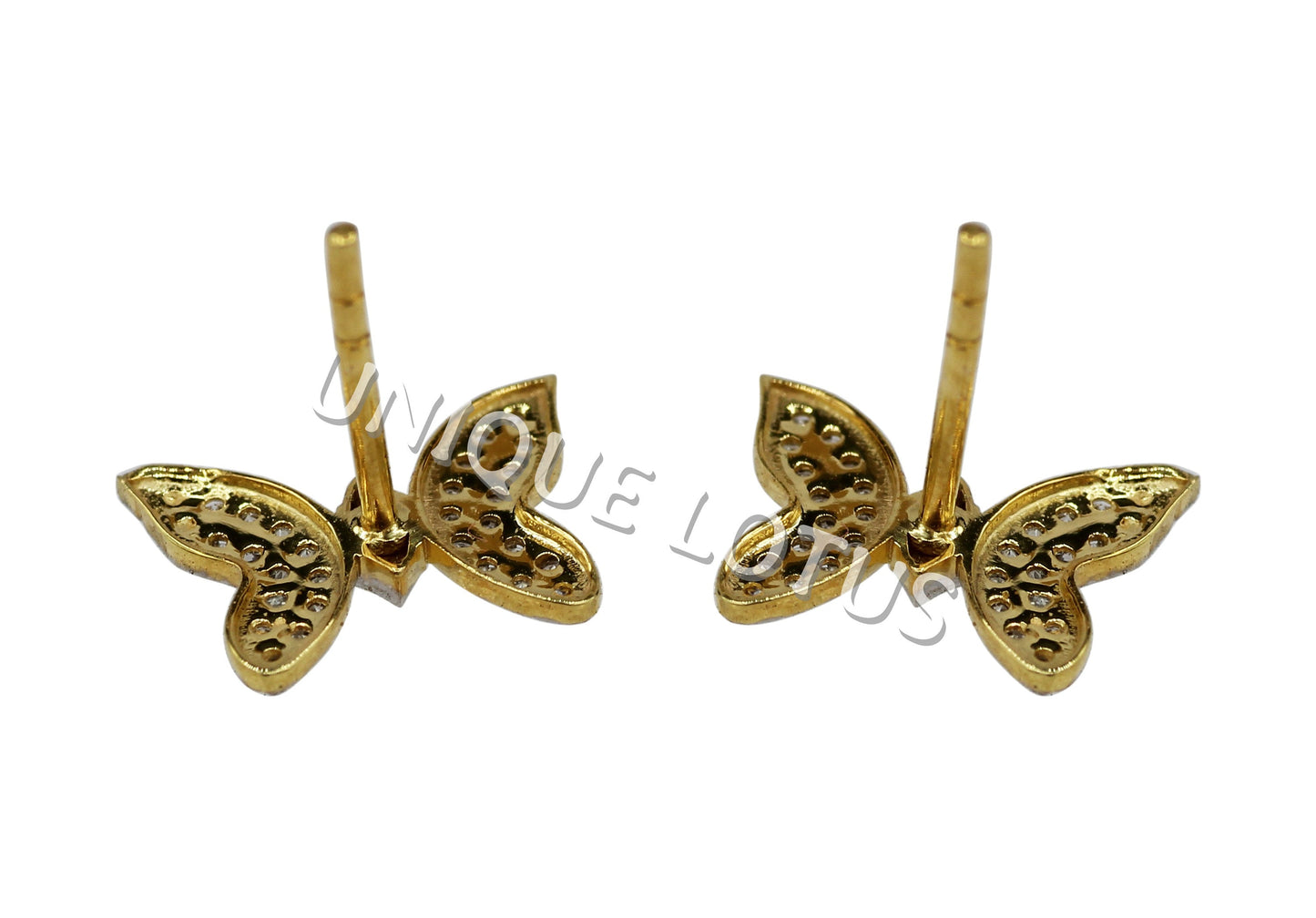 Butterfly 14k Solid Gold Diamond Studs Earring. Genuine handmade pave diamond Studs Earring . 14k Solid Gold Diamond Studs Earring..