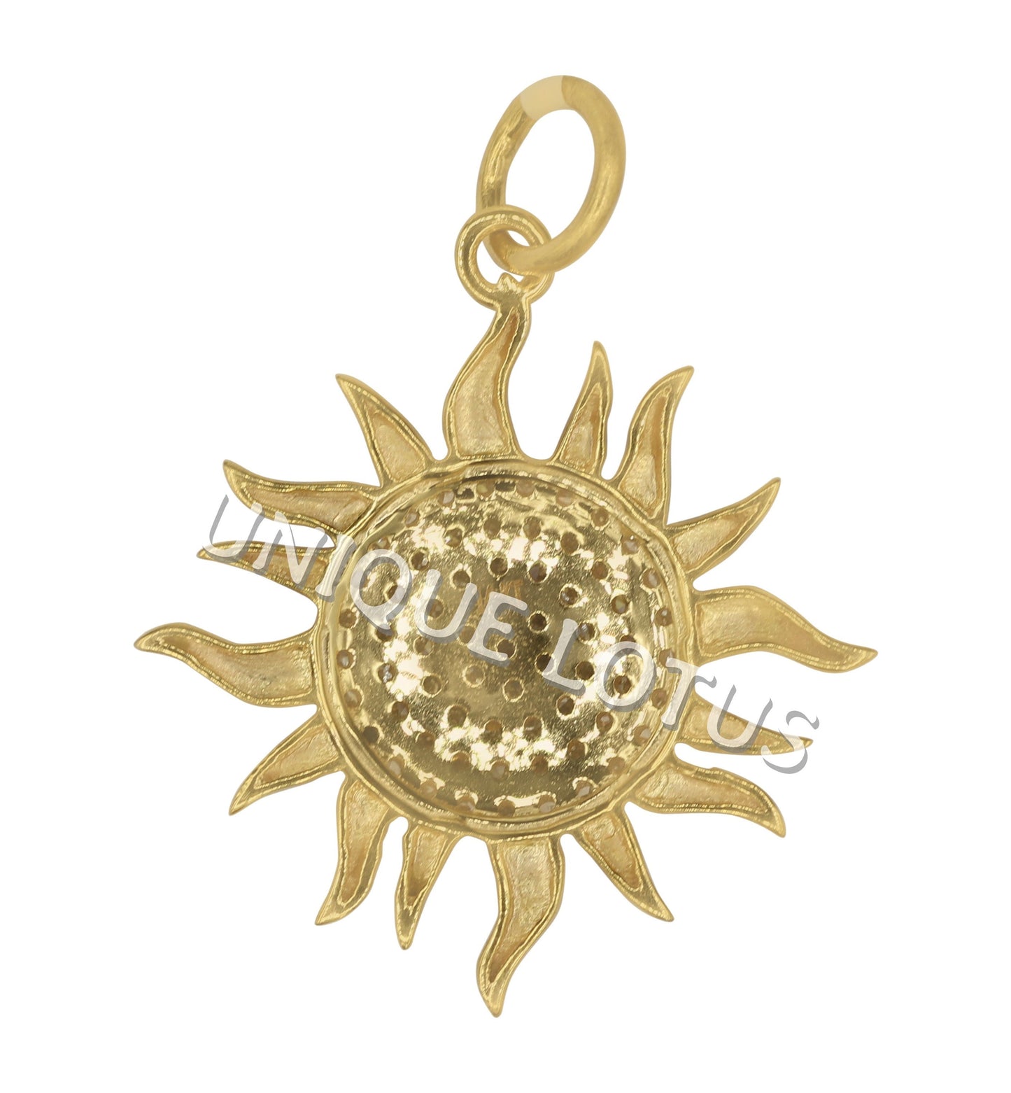 Sun Shape 14k Solid Gold Diamond Pendants. Genuine handmade pave diamond Pendant.14k Solid Gold Diamond Pendants.