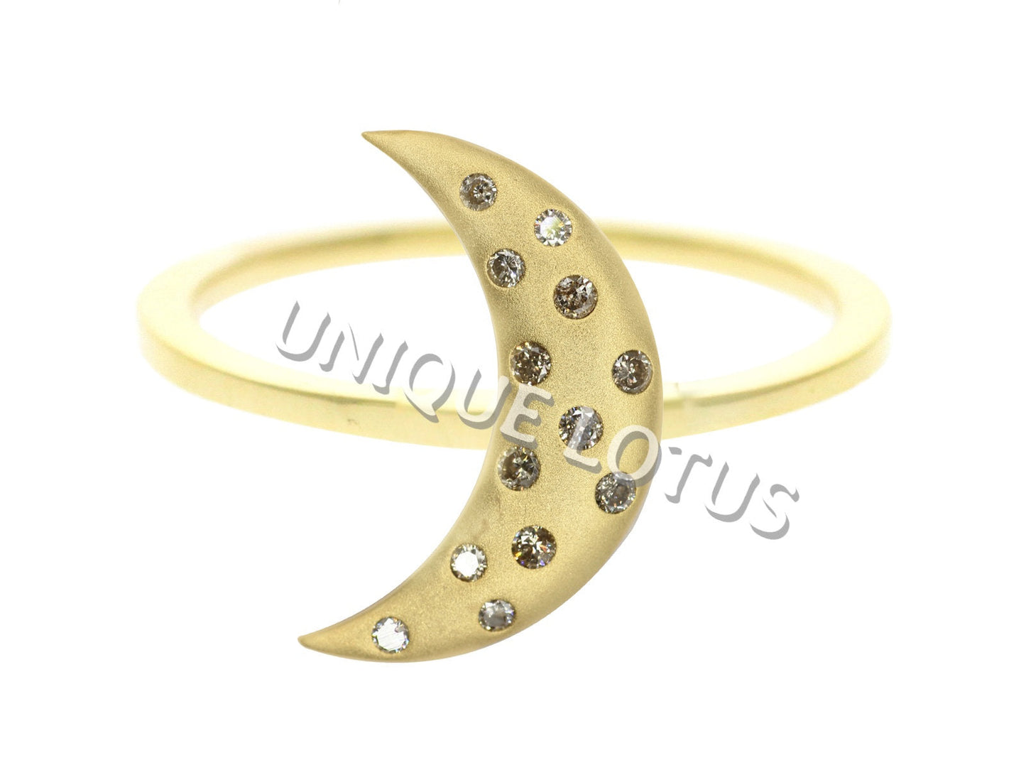 Moon Shape 14k Solid Gold Diamond Pendants/Ring. Genuine handmade pave diamond Pendant.1 4k Solid Gold Diamond Pendants.