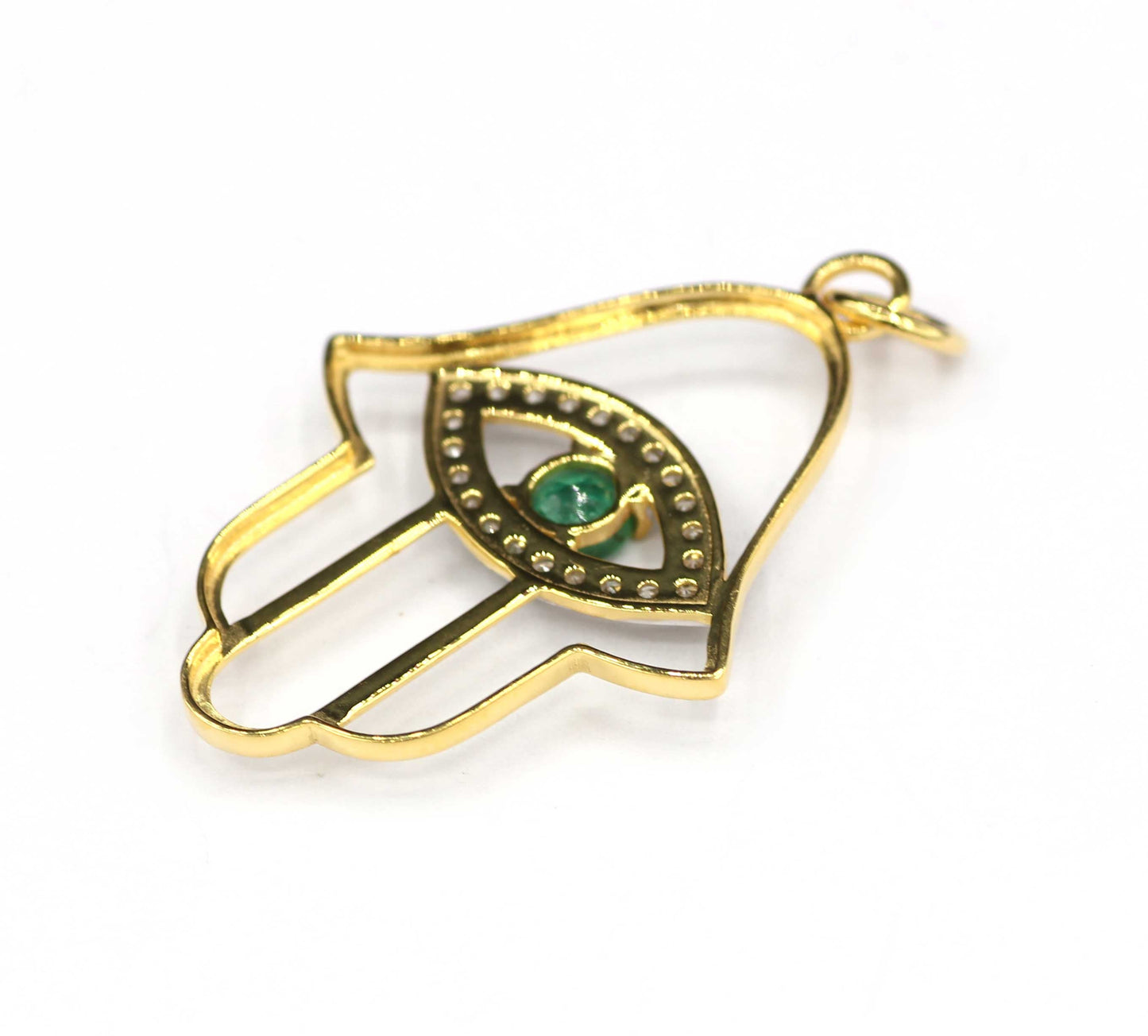 Hamsa Hand Shape 14k Solid Gold Diamond Pendants. Genuine handmade pave diamond Pendant.1 4k Solid Gold Diamond Pendants.