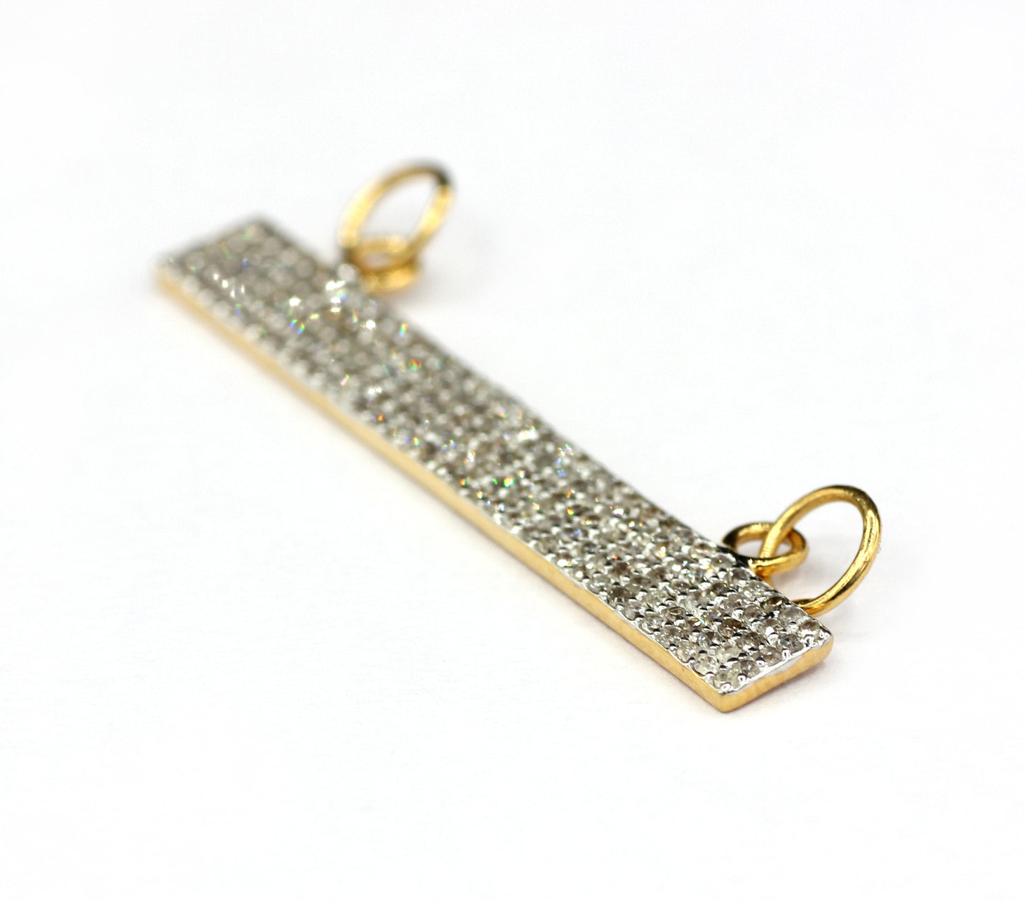 Rectangle Shape 14k Solid Gold Diamond Pendants. Genuine handmade pave diamond Pendant.1 4k Solid Gold Diamond Pendants.
