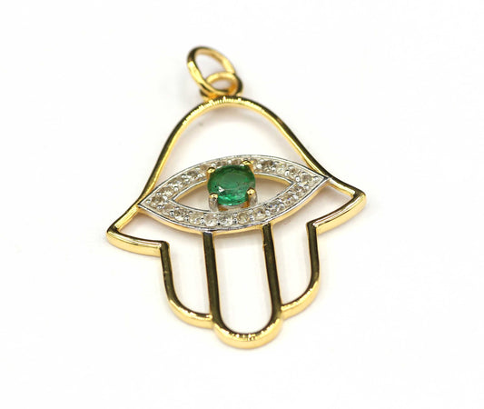 Hamsa Hand Shape 14k Solid Gold Diamond Pendants. Genuine handmade pave diamond Pendant.1 4k Solid Gold Diamond Pendants.