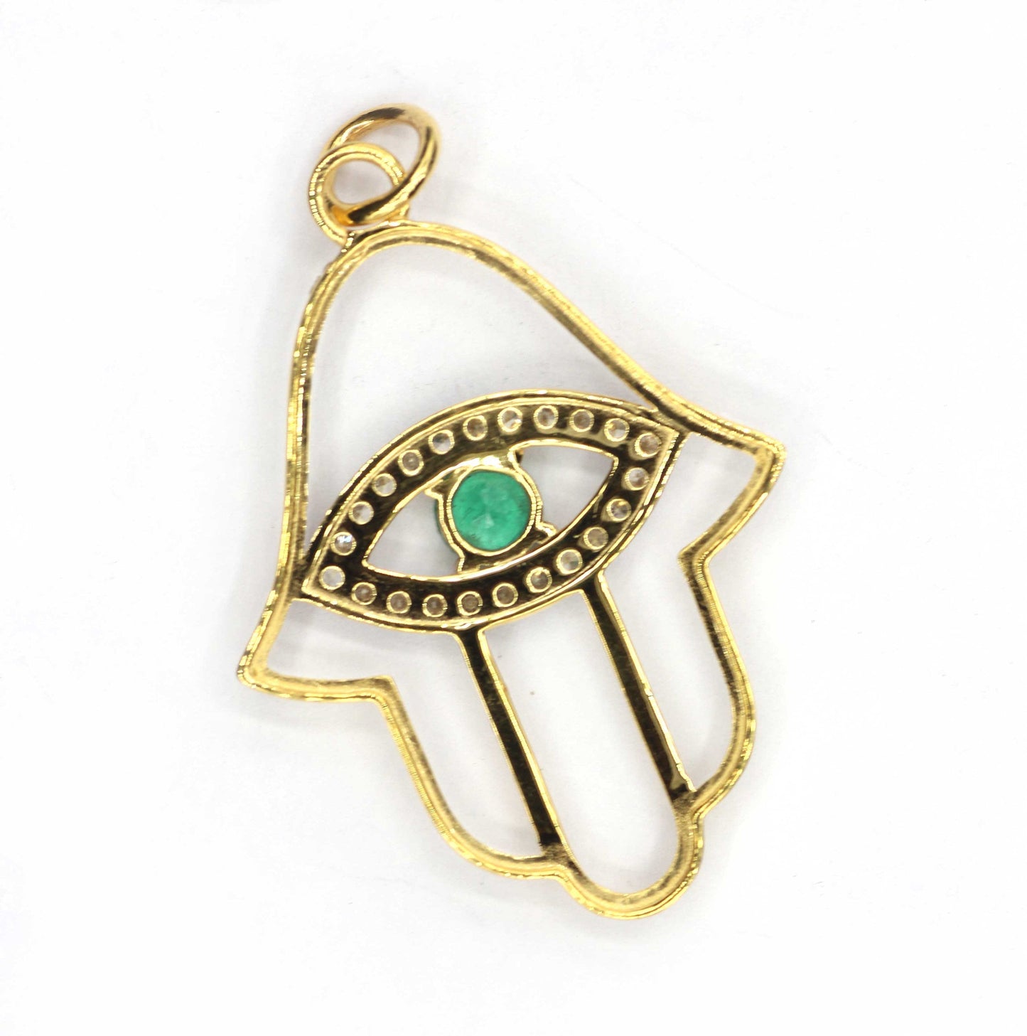Hamsa Hand Shape 14k Solid Gold Diamond Pendants. Genuine handmade pave diamond Pendant.1 4k Solid Gold Diamond Pendants.
