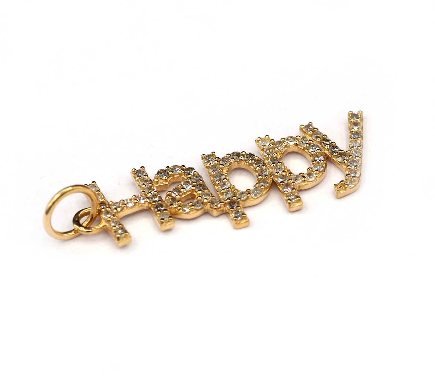 Smile 14k Solid Gold Diamond Pendants. Genuine handmade pave diamond Pendant. 14k Solid Gold Diamond Pendants.