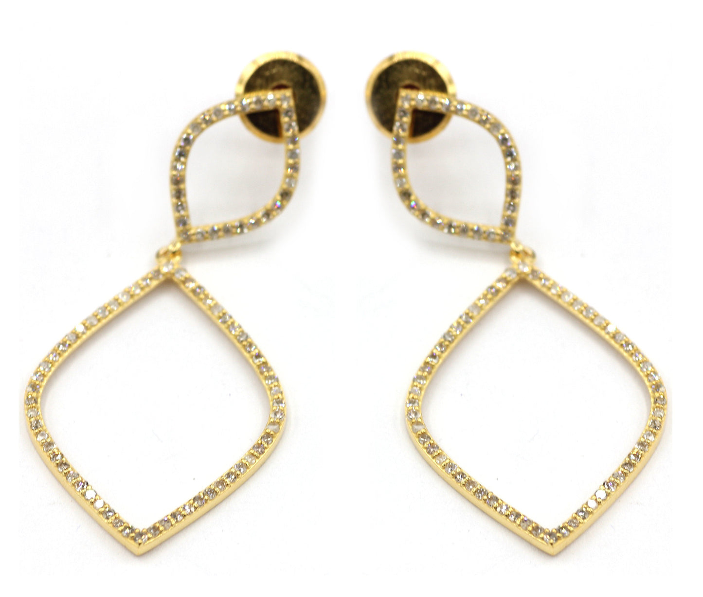 Open 14k Solid Gold Diamond Earring. Genuine handmade pave diamond Earring . 14k Solid Gold Diamond Earring.