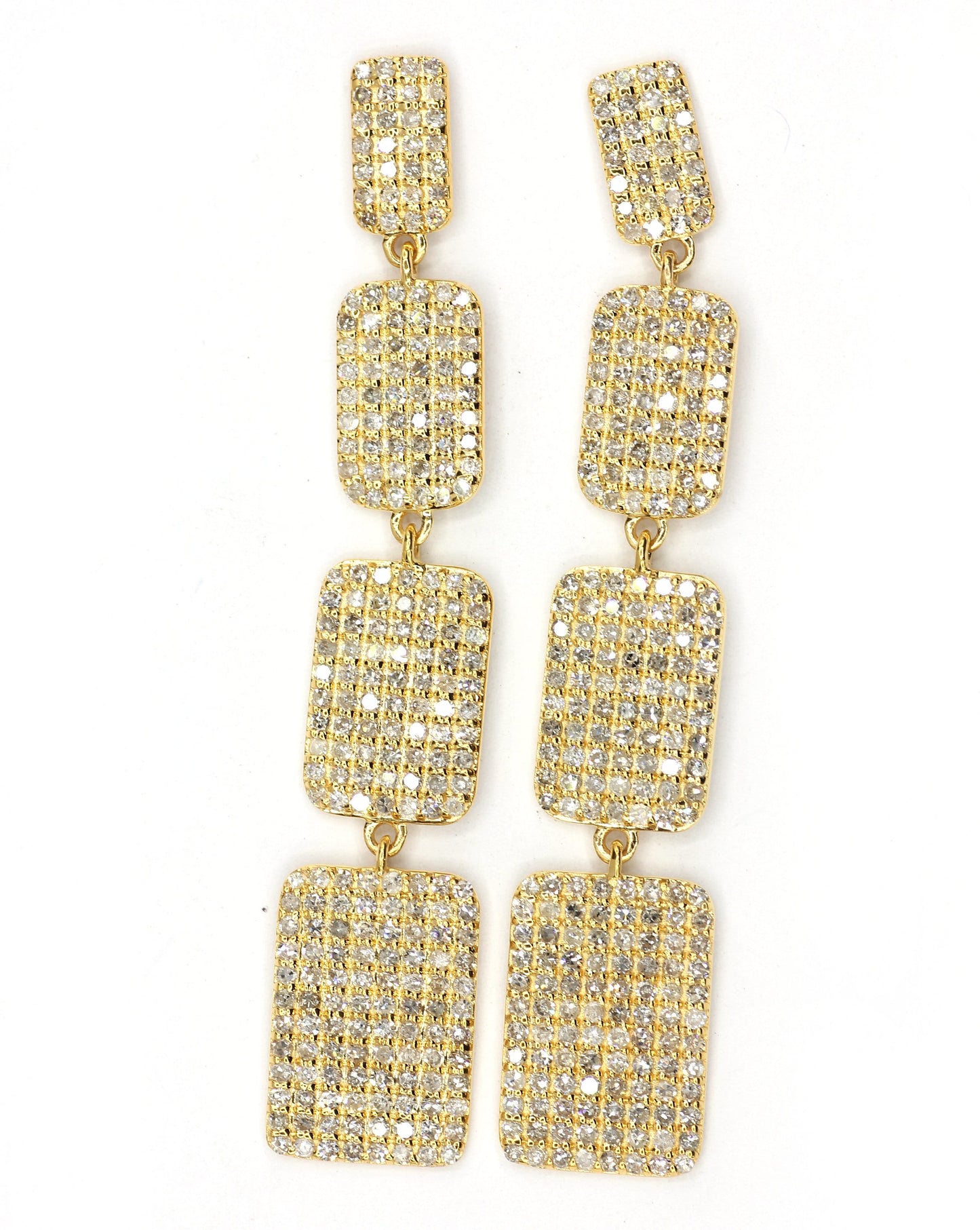 Rectangle 14k Solid Gold Diamond Earring. Genuine handmade pave diamond Earring . 14k Solid Gold Diamond Earring.