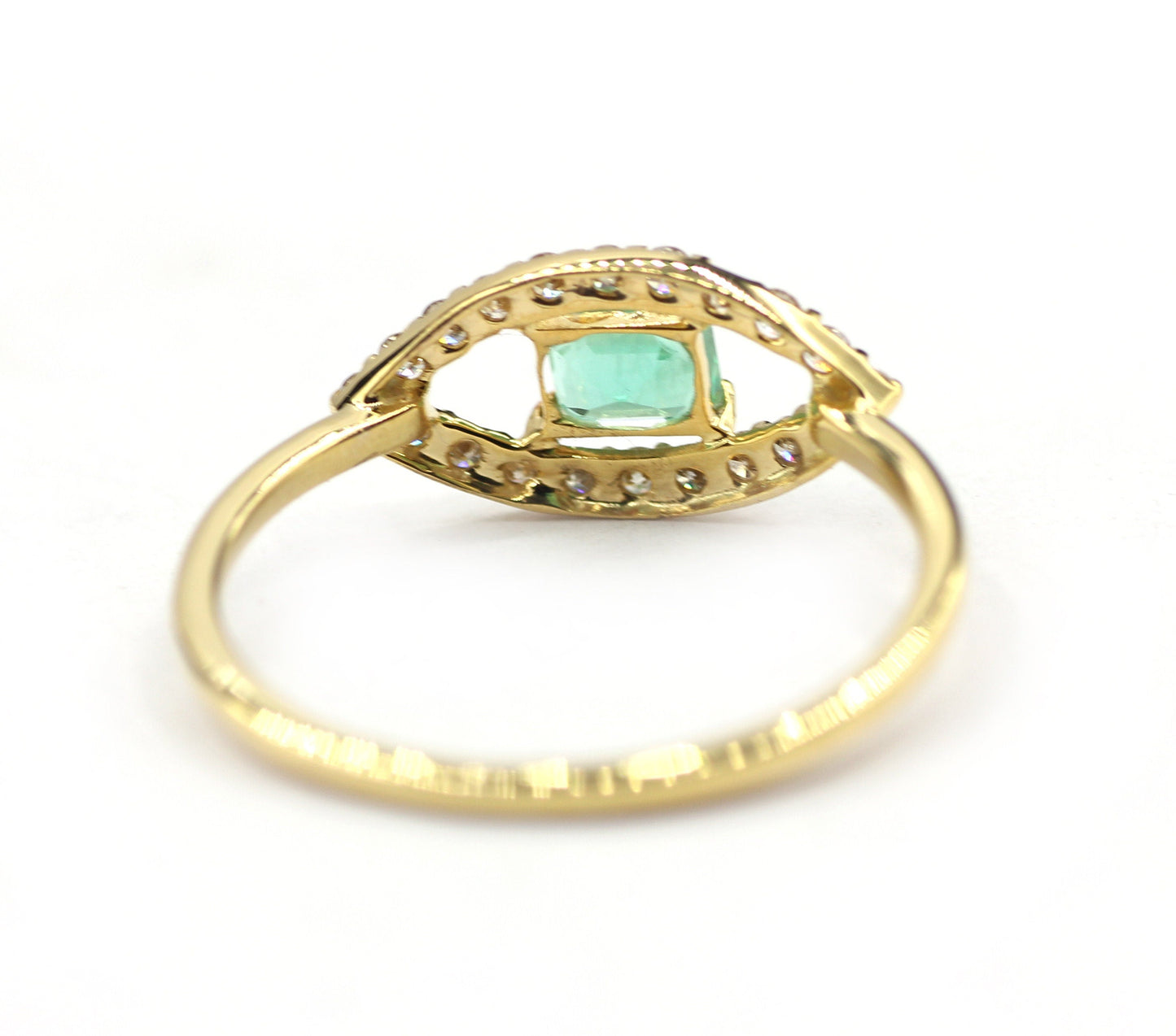 Evil Eye Shape 14k Solid Gold Diamond Rings. Genuine handmade pave diamond Rings.