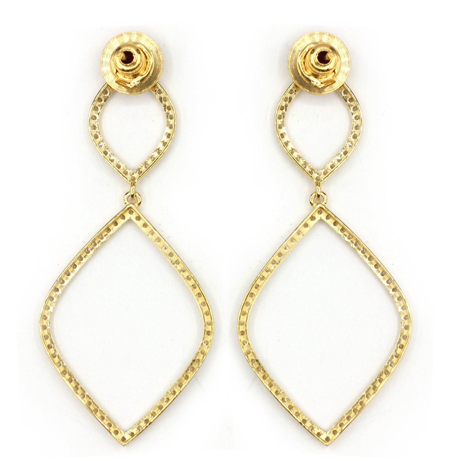 Open 14k Solid Gold Diamond Earring. Genuine handmade pave diamond Earring . 14k Solid Gold Diamond Earring.
