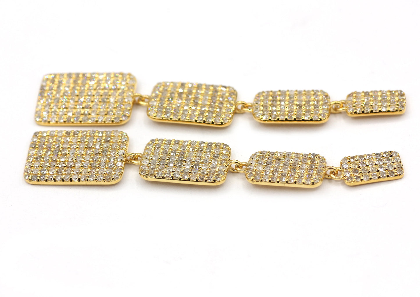 Rectangle 14k Solid Gold Diamond Earring. Genuine handmade pave diamond Earring . 14k Solid Gold Diamond Earring.