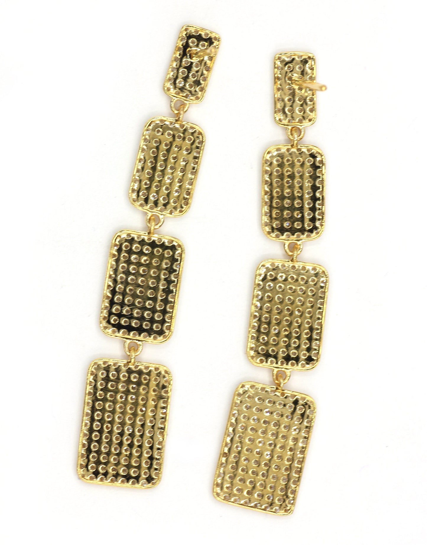 Rectangle 14k Solid Gold Diamond Earring. Genuine handmade pave diamond Earring . 14k Solid Gold Diamond Earring.