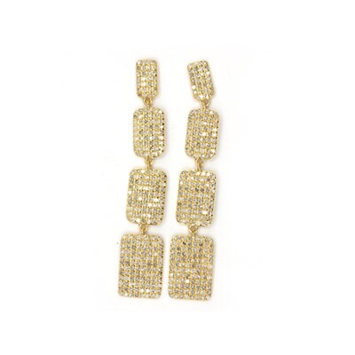 Rectangle 14k Solid Gold Diamond Earring. Genuine handmade pave diamond Earring . 14k Solid Gold Diamond Earring.