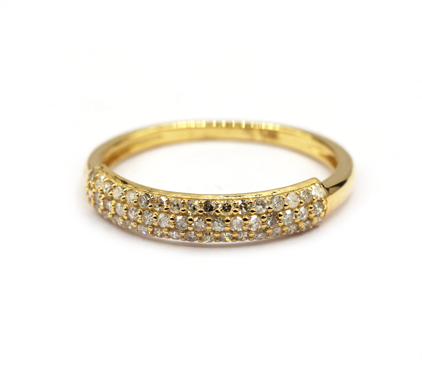 Open Shape 14k Solid Gold Diamond Rings. Genuine handmade pave diamond Rings.